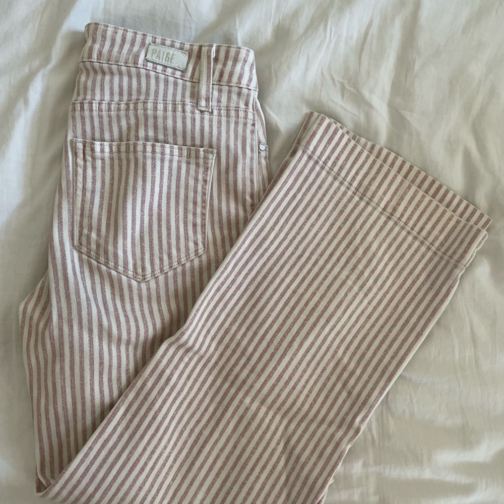 PAIGE Denim Wide-leg Cropped Striped Jeans 23”